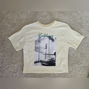 Organic Collective Size XS cotton Cropped Tee In Yellow T-shirt